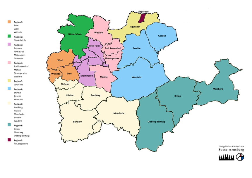 Die Regionen im Kirchenkreis Soest-Arnsberg im Überblick